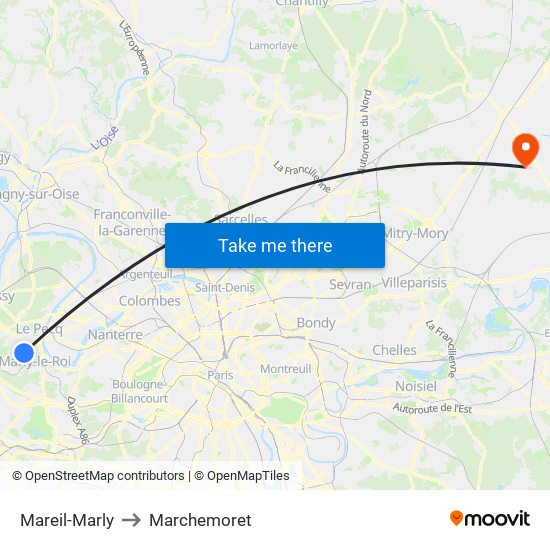 Mareil-Marly to Marchemoret map