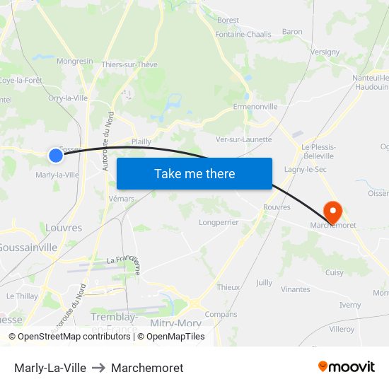 Marly-La-Ville to Marchemoret map