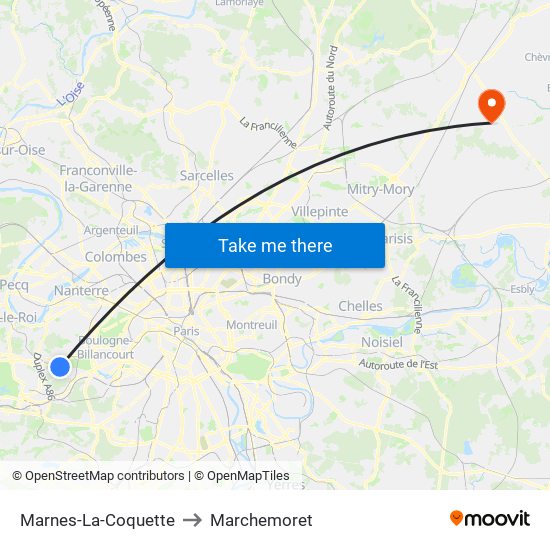 Marnes-La-Coquette to Marchemoret map