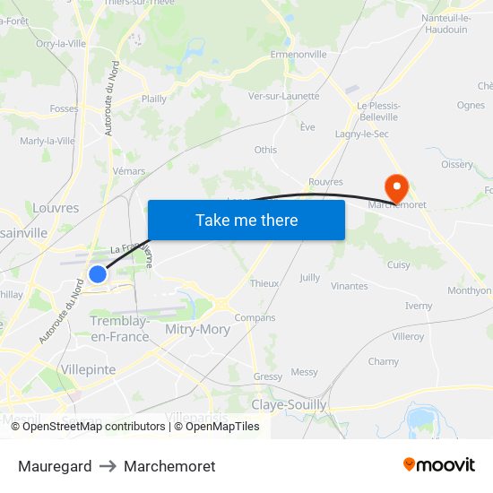 Mauregard to Marchemoret map