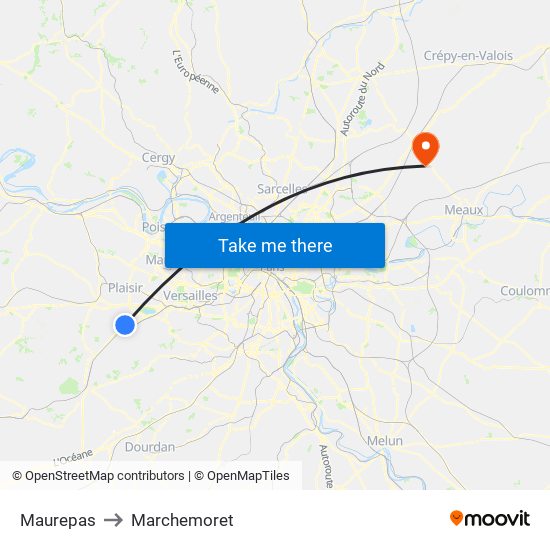 Maurepas to Marchemoret map