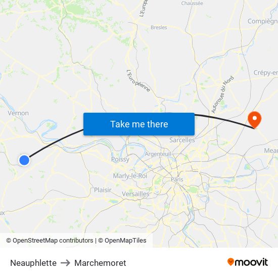 Neauphlette to Marchemoret map