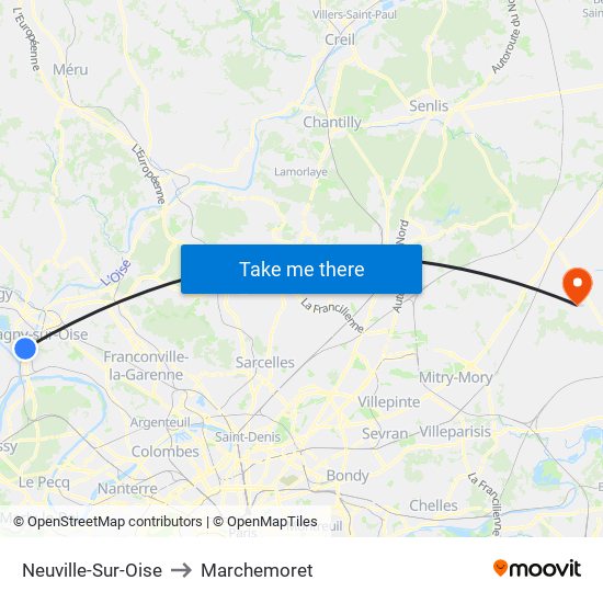 Neuville-Sur-Oise to Marchemoret map