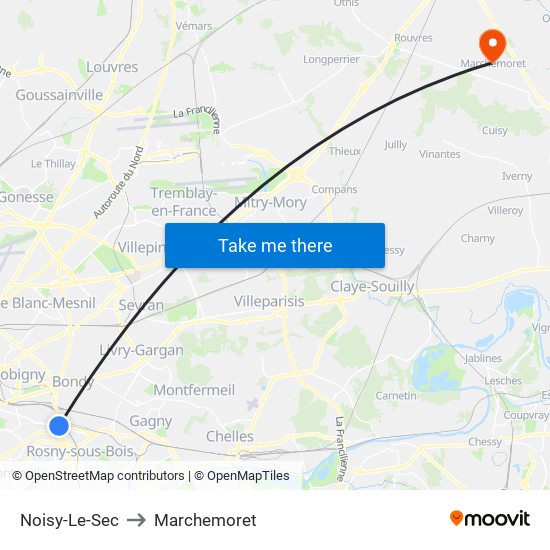 Noisy-Le-Sec to Marchemoret map