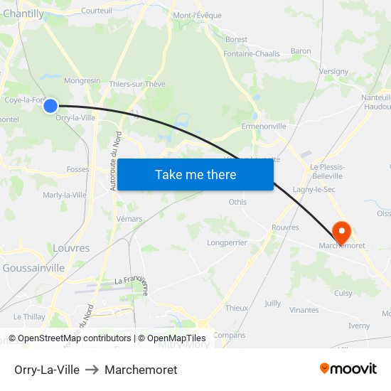 Orry-La-Ville to Marchemoret map