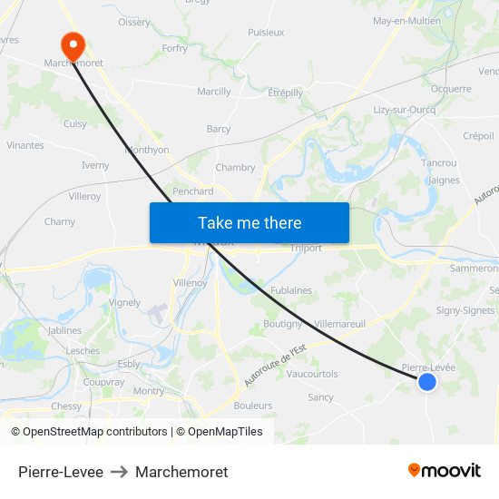 Pierre-Levee to Marchemoret map