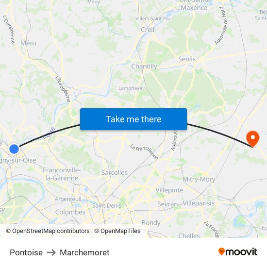Pontoise to Marchemoret map
