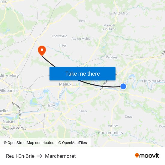 Reuil-En-Brie to Marchemoret map