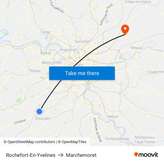 Rochefort-En-Yvelines to Marchemoret map