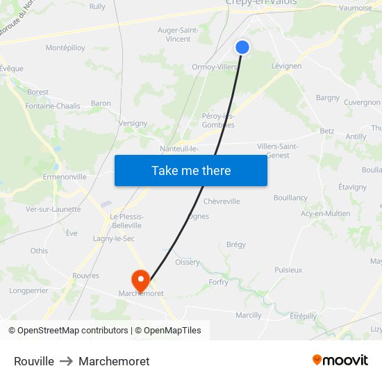 Rouville to Marchemoret map