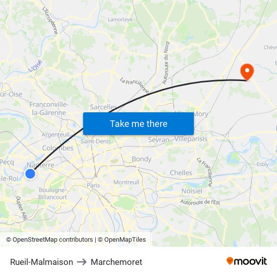 Rueil-Malmaison to Marchemoret map