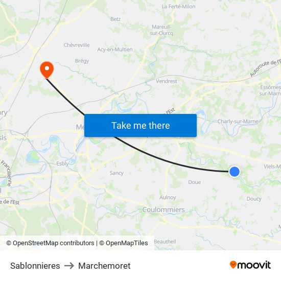 Sablonnieres to Marchemoret map