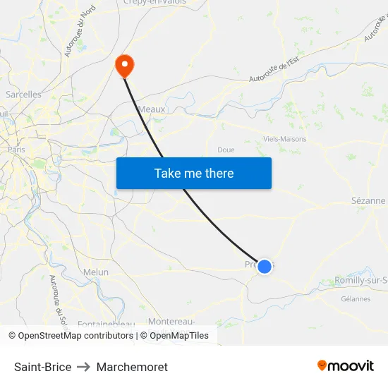 Saint-Brice to Marchemoret map