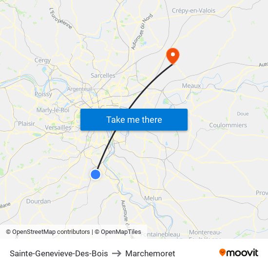 Sainte-Genevieve-Des-Bois to Marchemoret map