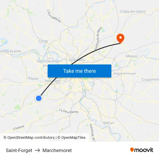 Saint-Forget to Marchemoret map