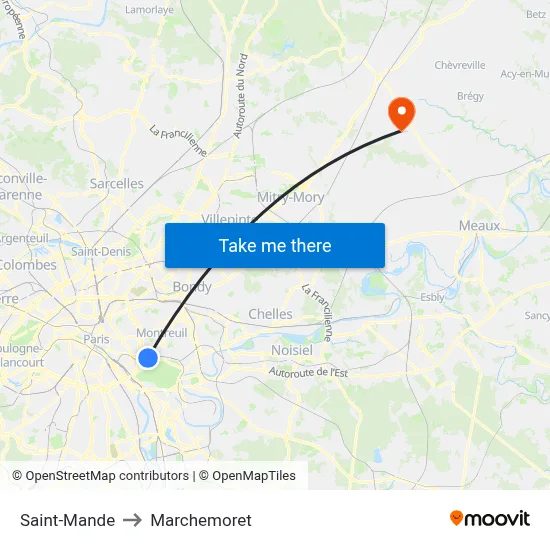 Saint-Mande to Marchemoret map