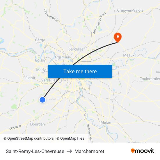 Saint-Remy-Les-Chevreuse to Marchemoret map