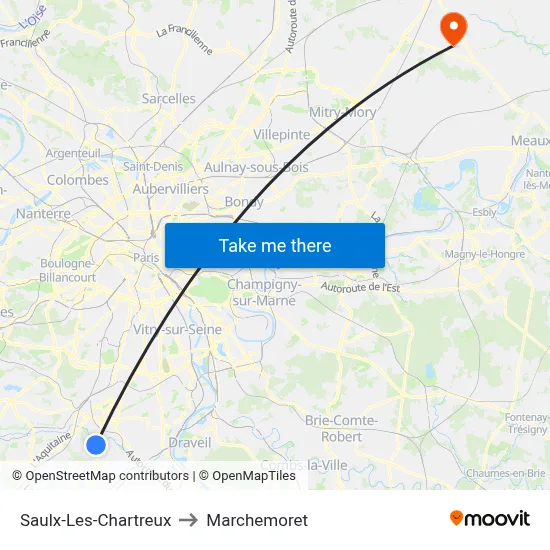 Saulx-Les-Chartreux to Marchemoret map