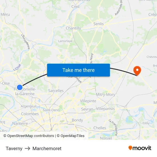 Taverny to Marchemoret map