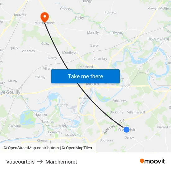 Vaucourtois to Marchemoret map