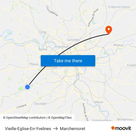 Vieille-Eglise-En-Yvelines to Marchemoret map