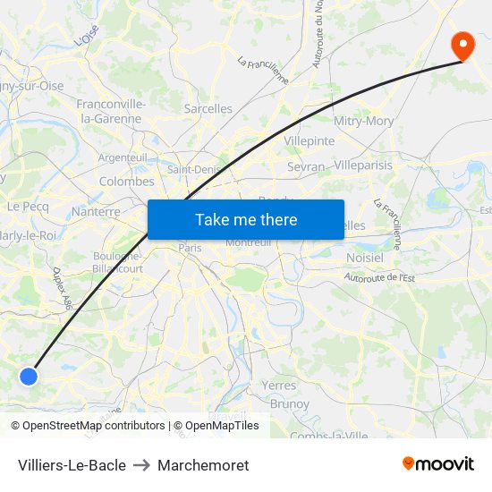 Villiers-Le-Bacle to Marchemoret map