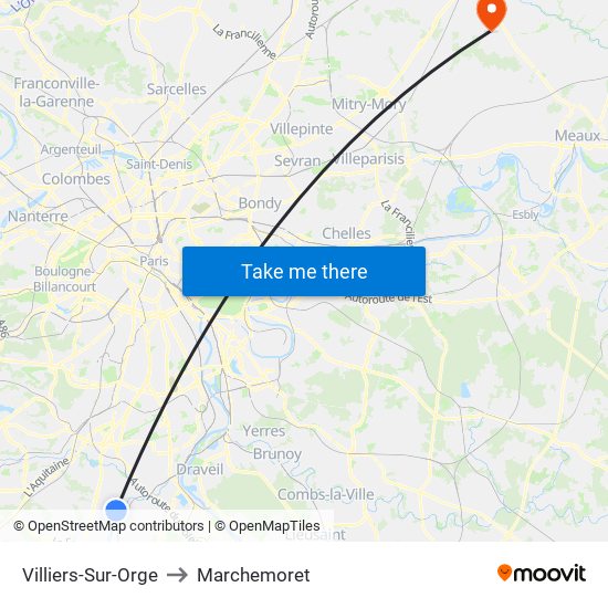 Villiers-Sur-Orge to Marchemoret map