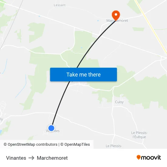 Vinantes to Marchemoret map
