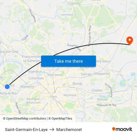 Saint-Germain-En-Laye to Marchemoret map