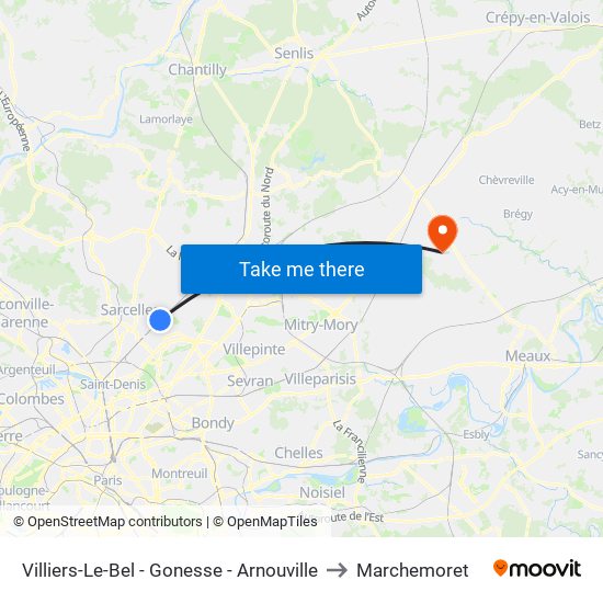 Villiers-Le-Bel - Gonesse - Arnouville to Marchemoret map