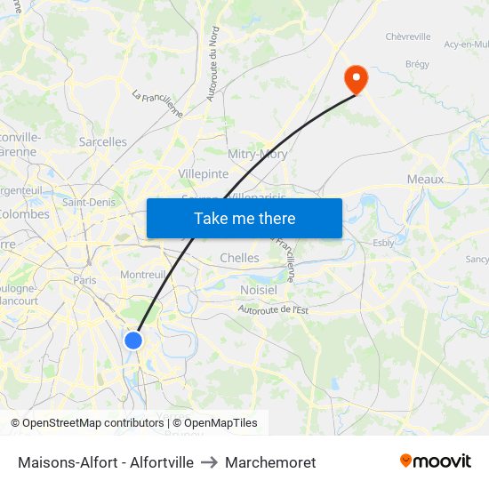 Maisons-Alfort - Alfortville to Marchemoret map