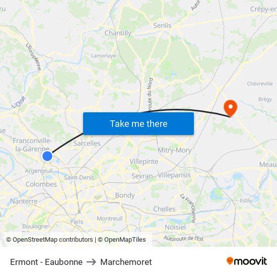 Ermont - Eaubonne to Marchemoret map