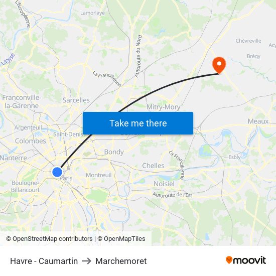 Havre - Caumartin to Marchemoret map