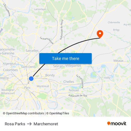 Rosa Parks to Marchemoret map