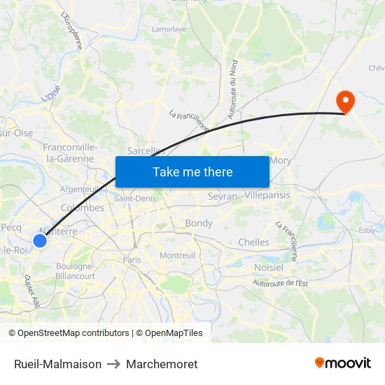 Rueil-Malmaison to Marchemoret map