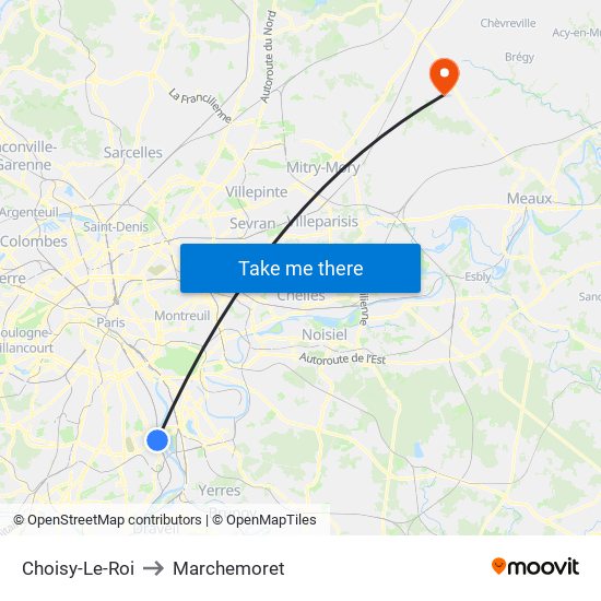 Choisy-Le-Roi to Marchemoret map