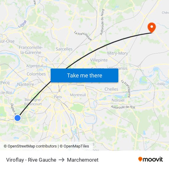 Viroflay - Rive Gauche to Marchemoret map