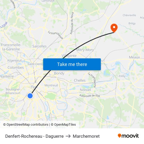 Denfert-Rochereau - Daguerre to Marchemoret map