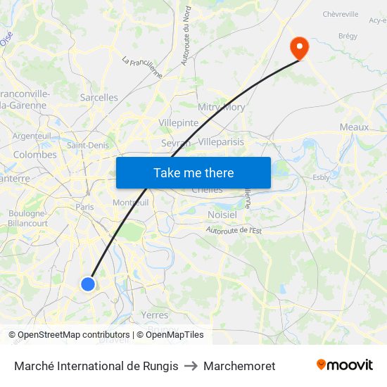 Marché International de Rungis to Marchemoret map
