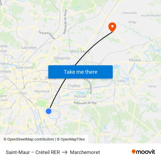 Saint-Maur – Créteil RER to Marchemoret map