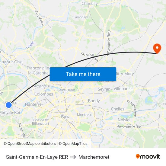 Saint-Germain-En-Laye RER to Marchemoret map