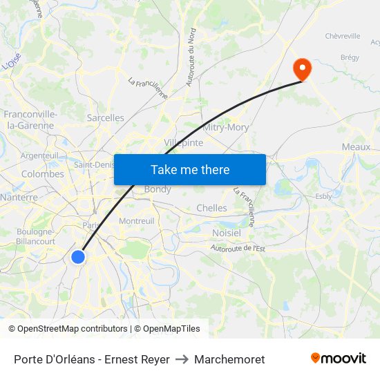 Porte D'Orléans - Ernest Reyer to Marchemoret map