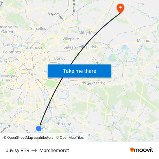 Juvisy RER to Marchemoret map