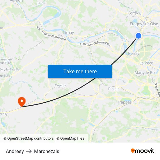 Andresy to Marchezais map