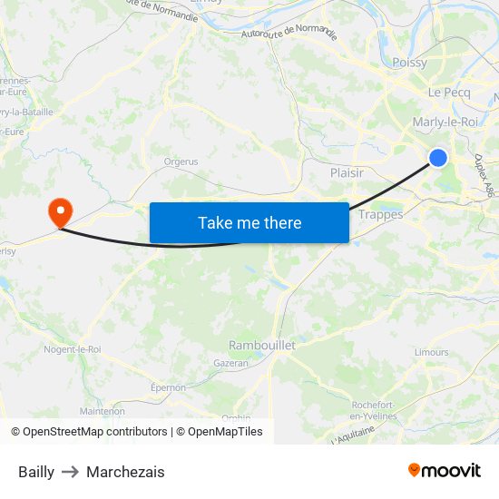 Bailly to Marchezais map