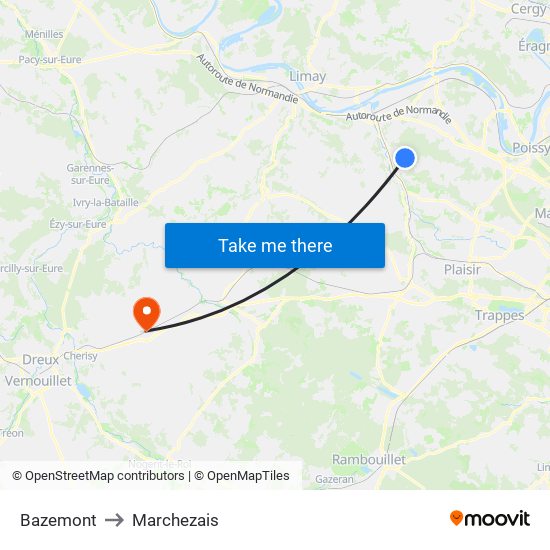 Bazemont to Marchezais map