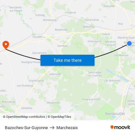 Bazoches-Sur-Guyonne to Marchezais map