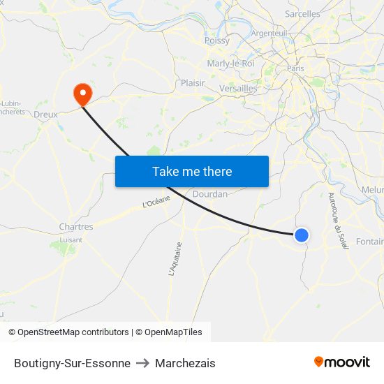 Boutigny-Sur-Essonne to Marchezais map