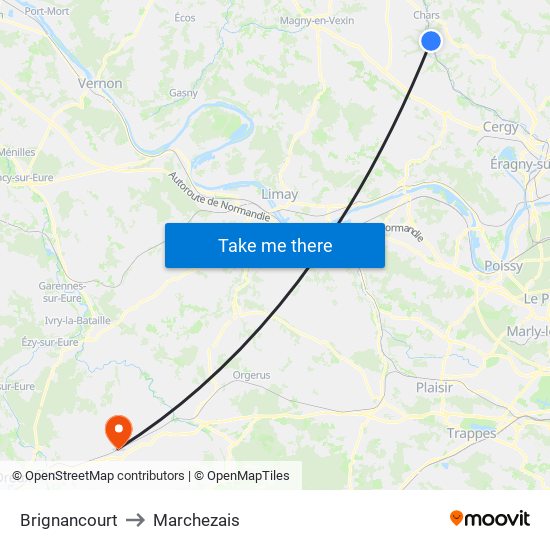 Brignancourt to Marchezais map