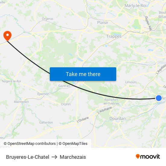 Bruyeres-Le-Chatel to Marchezais map